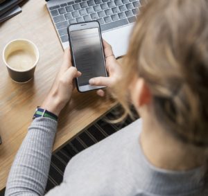 a woman browsing with her phone